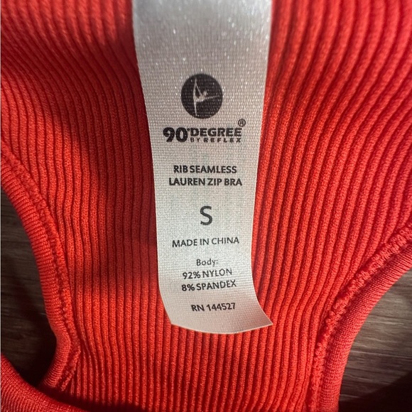 90 Degree By Reflex Vibrant Red Zip Sports Bra - Picture 3 of 3